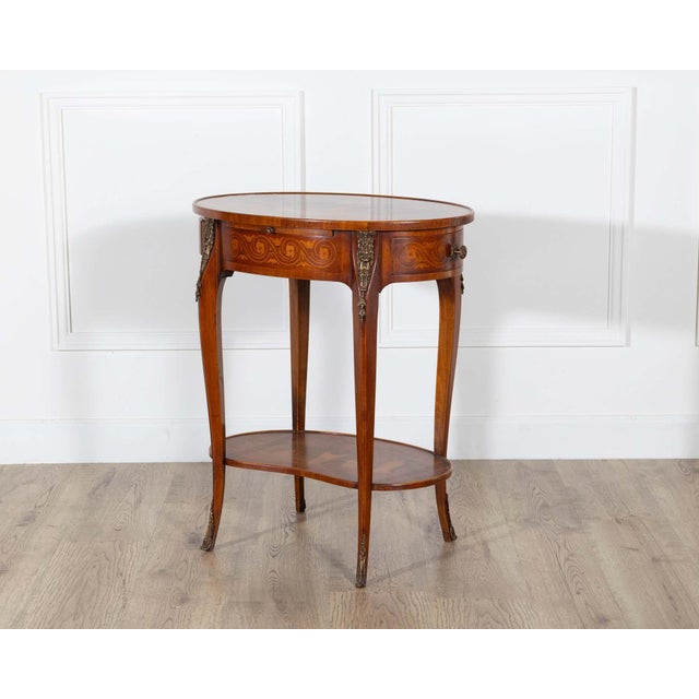 Napoleon III Marquetry Side Table with Floral Inlay, France, Late 19th Century For Sale - Image 10 of 17