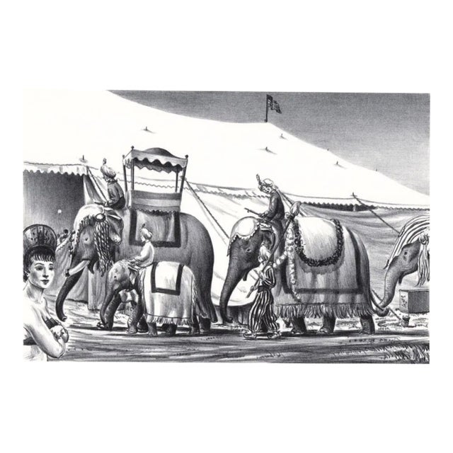 1940s Raymond Creekmore Circus Elephants Lithograph For Sale