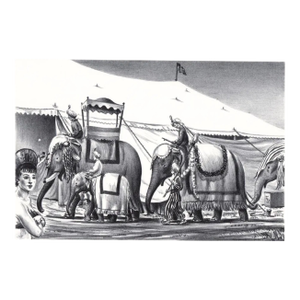1940s Raymond Creekmore Outside the Circus Lithograph