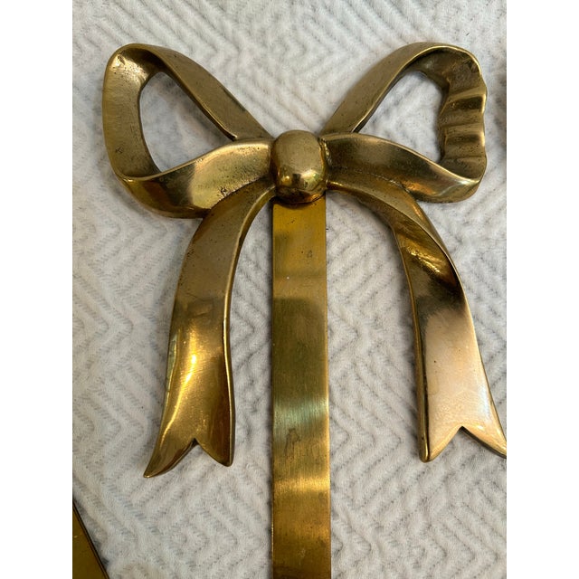 Vintage Solid Brass Ribbon With Bow and Tassel Wall Hangers - a Pair ...