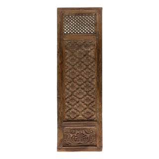 Vintage Restored Relief Floral Motif Rectangular Wood Wall Panel A For Sale