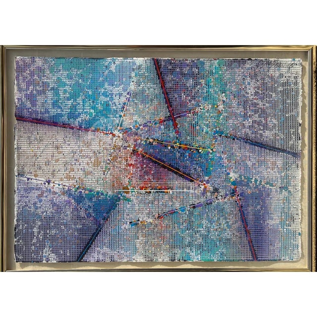 Paul Maxwell, Large Modern Abstract Cast Stencil Painting Paul Maxwell Mod Constructivist Neon, 1989 For Sale - Image 4 of 12