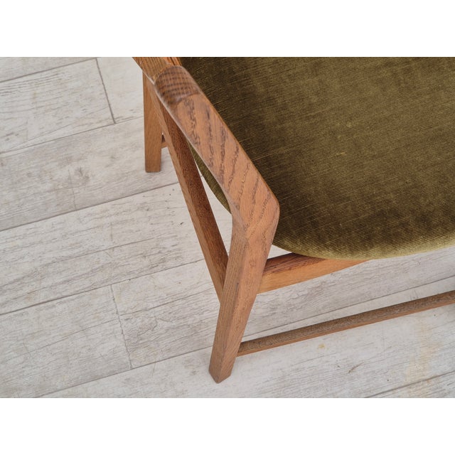 Danish Dining Chairs in Oak & Velour, 1970s, Set of 4 For Sale - Image 18 of 18