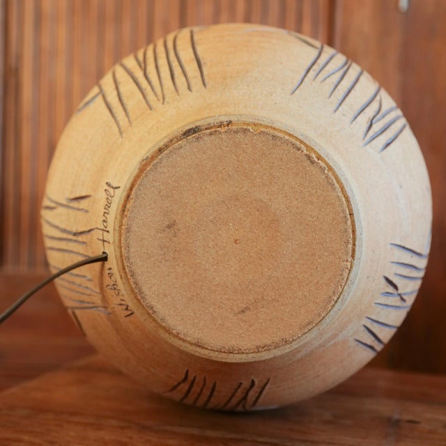 1970 'Wishon-Harrell' California Studio Pottery Earthenware Table Lamp, Vintage Mid-Century Stoneware For Sale - Image 9 of 17
