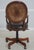 Vintage French Carved Cane Back Swivel Leather Desk Chair For Sale - Image 4 of 18
