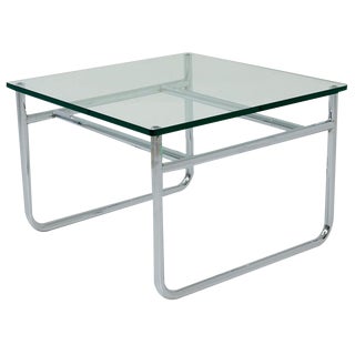 Mid-Century Bauhaus Coffee Table Chrome and Glass, France, 1980s For Sale