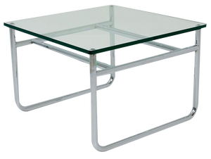Mid-Century Bauhaus Coffee Table Chrome and Glass, France, 1980s