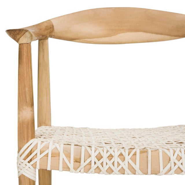 Wood Boho Armchair, Off White For Sale - Image 7 of 10