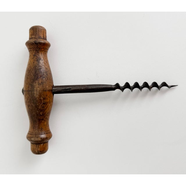 Early 20th Century Antique Wood and Steel Cork Screw For Sale - Image 5 of 6