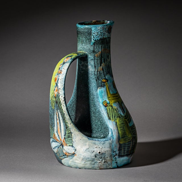 Color-Glazed Ceramic Jug by Bruno Baratti Pesaro, Italy, Mid-20th Century For Sale - Image 10 of 18