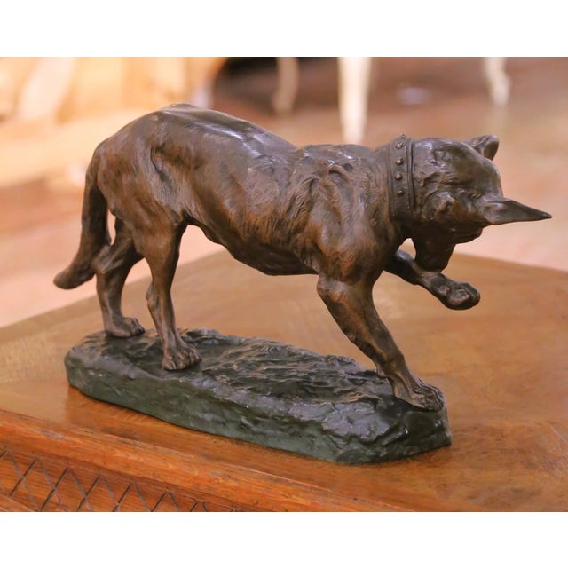 Metal Early 20th Century French Animalier Bronze Hunt Dog Sculpture Signed T. Cartier For Sale - Image 7 of 11