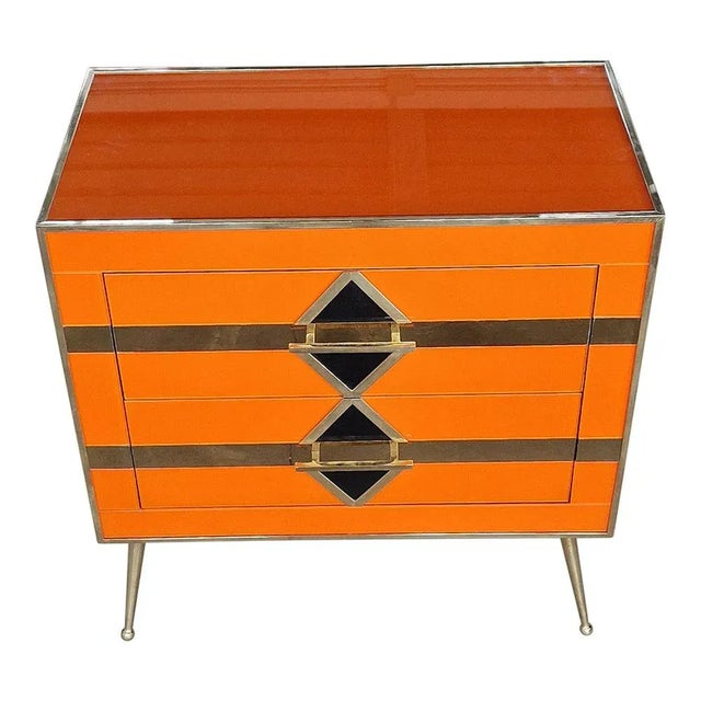 Metal Colored Glass Bedside Table, 1980s For Sale - Image 7 of 10
