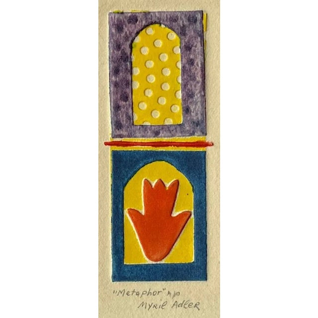 Mid-Century Modern 1960s "Metaphor" Abstract Collagraph Ny Artist Myril Adler For Sale - Image 3 of 5