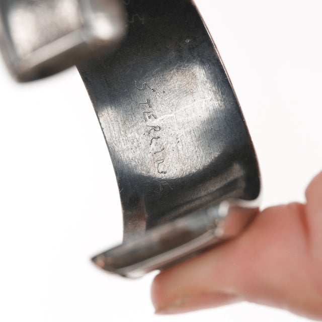 6 1/8" Jps Native American Channel Inlay Sterling Cuff Bracelet For Sale In Austin - Image 6 of 11