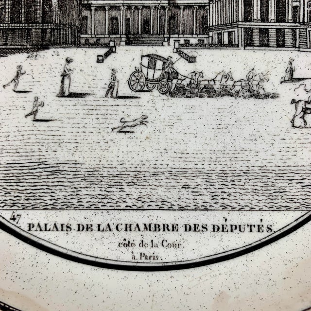 Ph Choisy French Creamware Neoclassical Palais à Paris Architecture Plate For Sale - Image 4 of 12