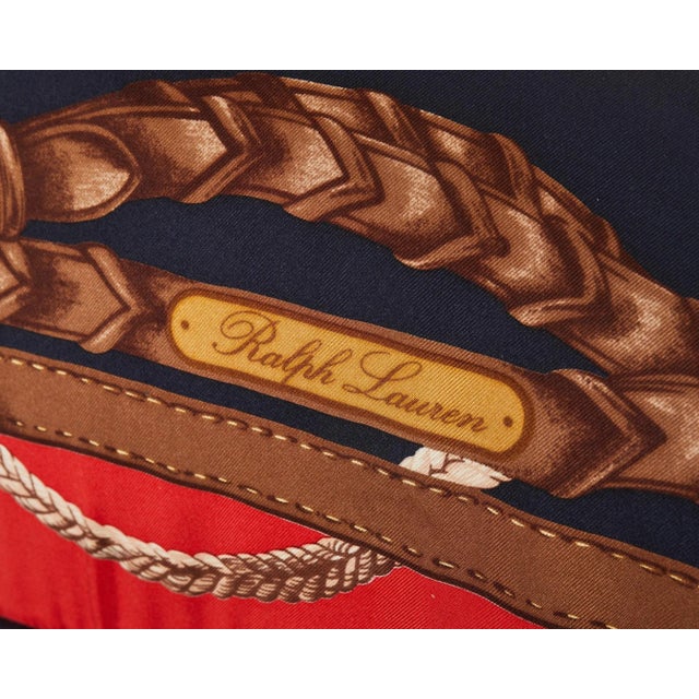 Textile Set of Three Large Ralph Lauren Equestrian Silk Scarf Pillows For Sale - Image 7 of 12