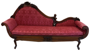 Antique Victorian Carved Mahogany Chaise Lounge, 1860