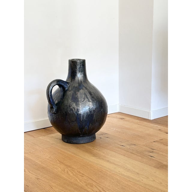 Large Brutalist Studio Ceramic Floor Vase by Gerhard Liebenthron, 1970s, in Flawless conditions. Designed 1970 to 1979...
