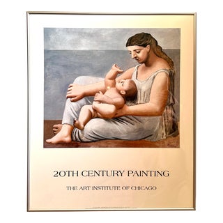 1991 20th Century Painting Art Institute of Chicago Exhibit Poster Picasso Mother and Child For Sale