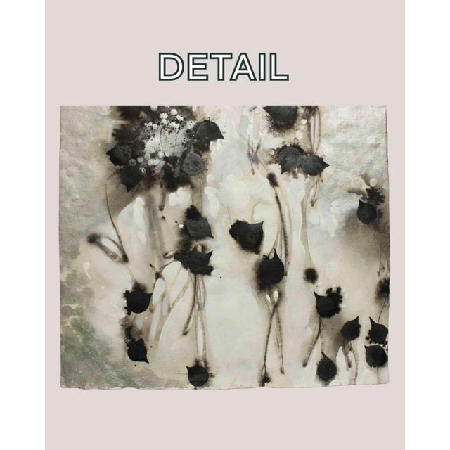 Contemporary "Black Fleur 123" Black and White Original Abstract Collage on Handmade Paper For Sale - Image 3 of 7