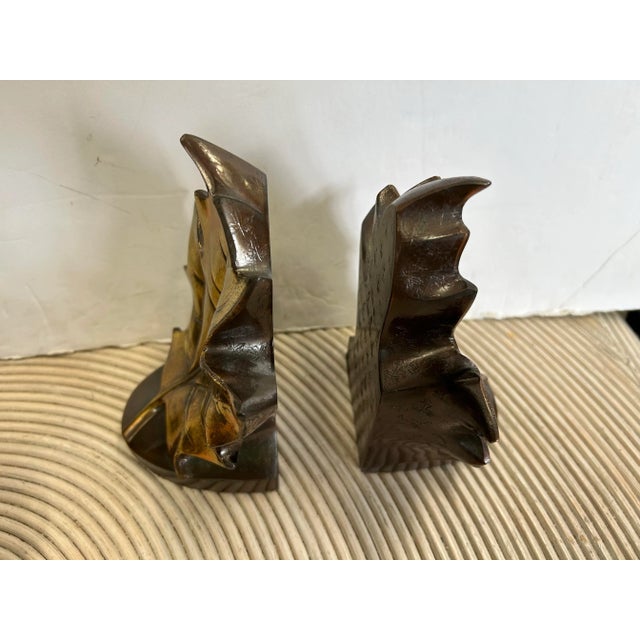 Traditional 1980s Pmc Bronze Maple Leaf Bookends - a Pair For Sale - Image 3 of 7