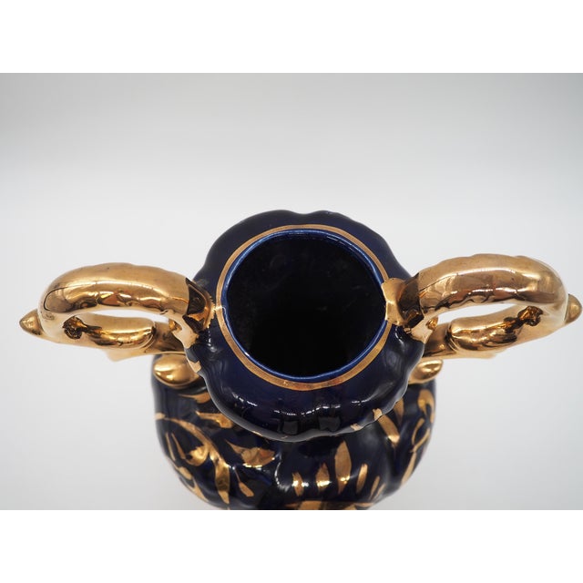 Blue Italian Mid-Century Porcelain Vase in Capodimonte Style Italy 1970s. For Sale - Image 8 of 10