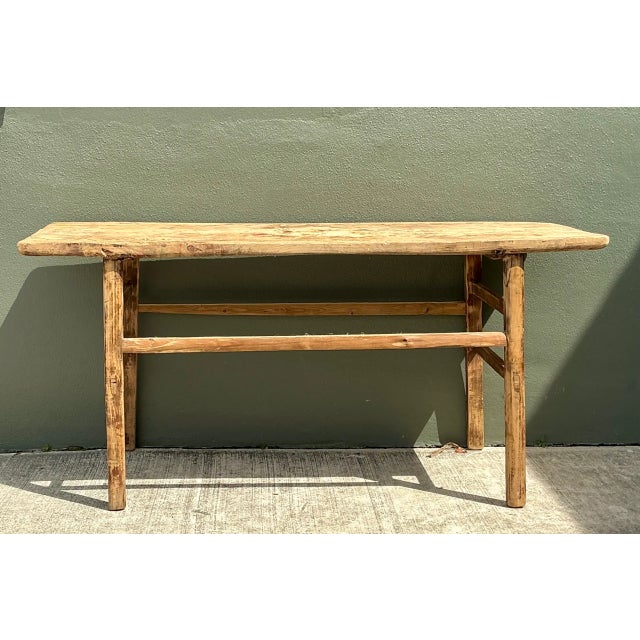 Farmhouse Vintage Rustic Wood Console Table For Sale - Image 3 of 12