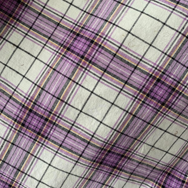 Vintage French Purple Plaid Fabric Chairish