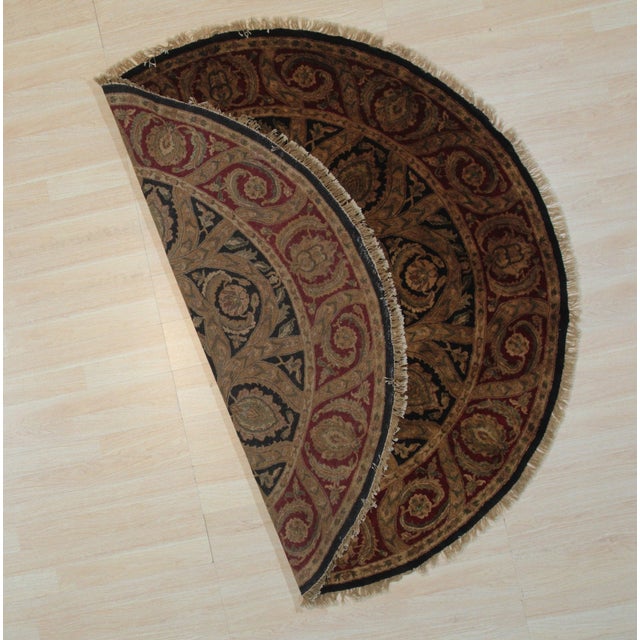 2020s 8x8 Navy Jaipur Round Floral Traditional Hand Knotted Wool Carpet Rug For Sale - Image 5 of 6