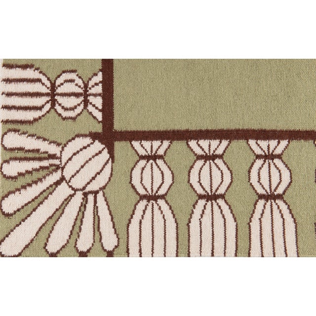 Part & Parcel Goods Wool Tassel Rug, 9' x 12', Sage, Chocolate and Eggshell For Sale In Charlotte - Image 6 of 6