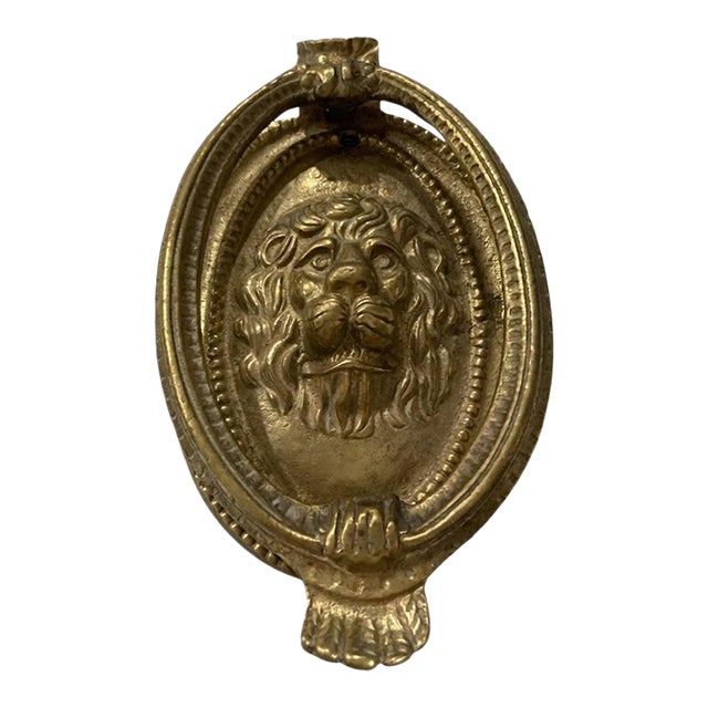 Vintage Solid Brass Lion‑Head Door Knocker — 6” (Heavy Cast Brass) For Sale