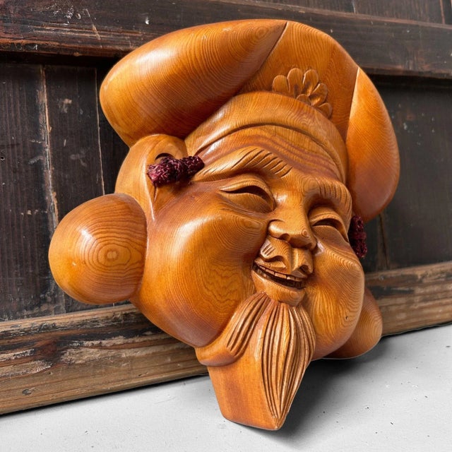 Wood Vintage Japanese Wooden Masks, 1960s, Set of 2 For Sale - Image 7 of 9