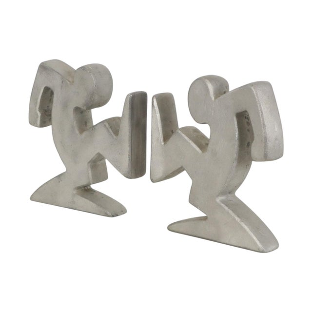 Silver Metal La Linea Bookends by Osvaldo Cavandoli, 1970s, Set of 2 For Sale - Image 8 of 16