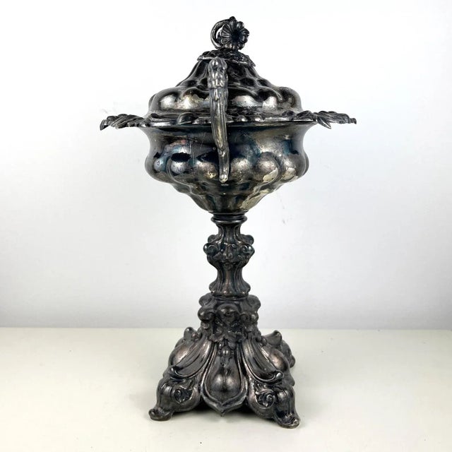 Rococo Antique Footed Serving Dish with Lid and Handles, 1890s For Sale - Image 3 of 11