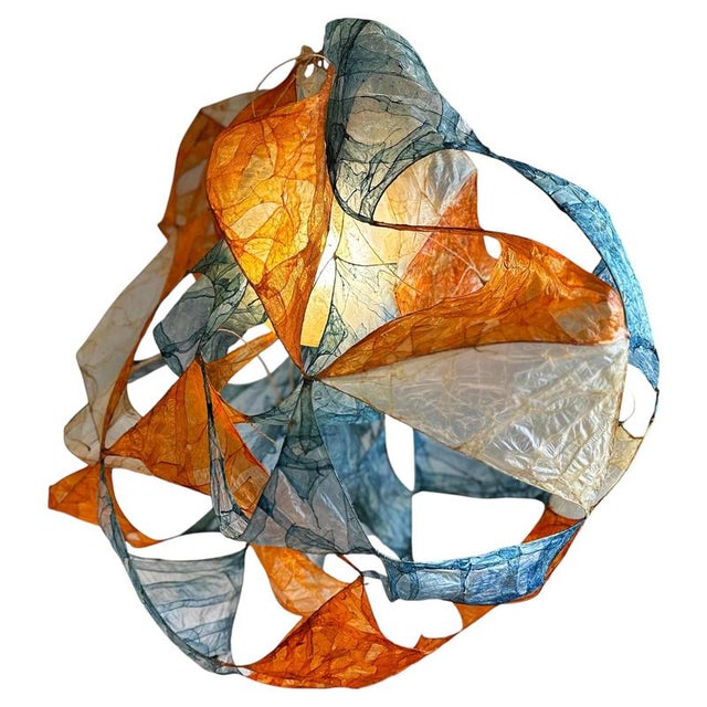 Textile Multi Léa Pendant Lamp in Bio Material with Natural Dyes by Thibault Philip For Sale - Image 7 of 7