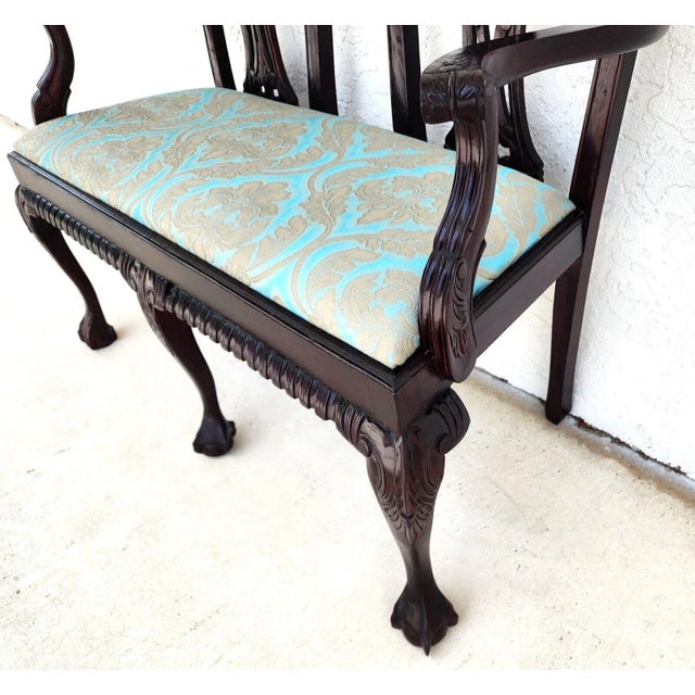 1980s Chippendale Bench Settee Vintage For Sale - Image 5 of 12
