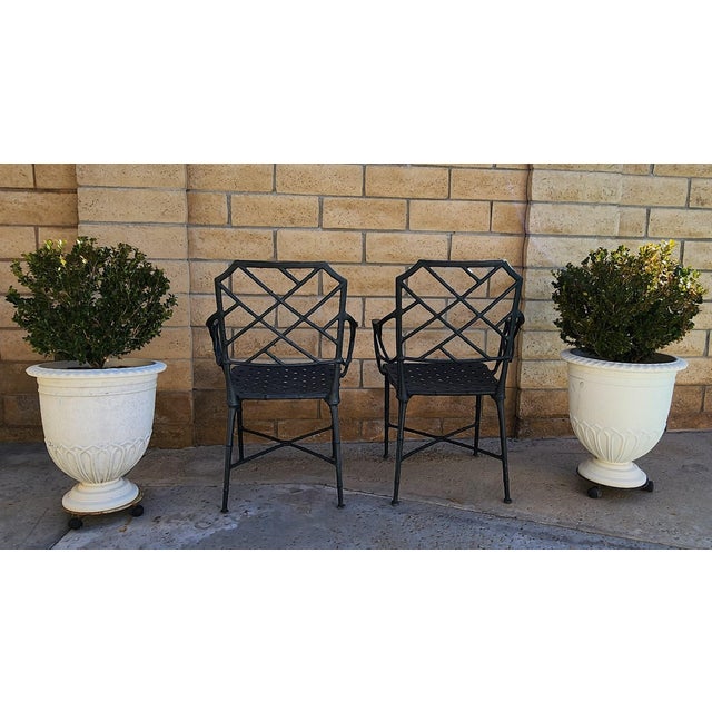 Black Vintage Calcutta Rectangular Table & Dining Chair- Set of 7 Attributed to Brown Jordan For Sale - Image 8 of 18