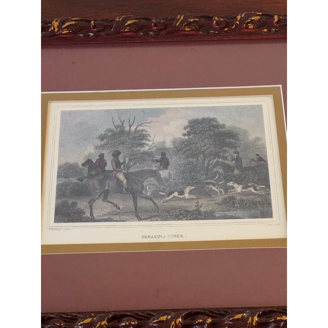 This stunning set of three hand-tinted etchings beautifully depicts the classic tradition of English fox hunting, a...