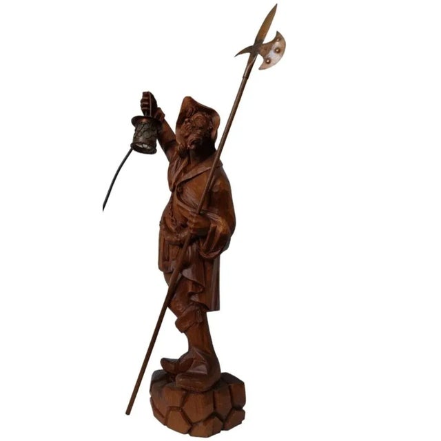 Brienz Carved Night Watchman with Lantern, 1945 For Sale - Image 3 of 5
