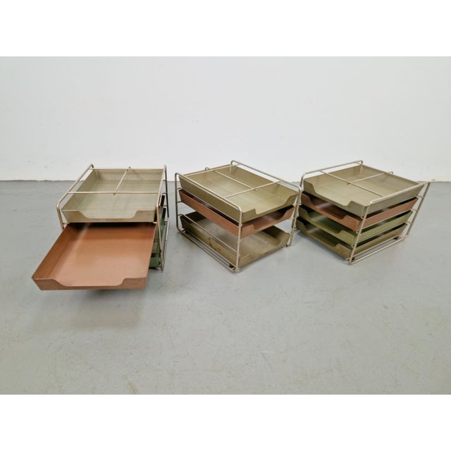 Olive Vintage Desk Organizer, 1930, Set of 3 For Sale - Image 8 of 10