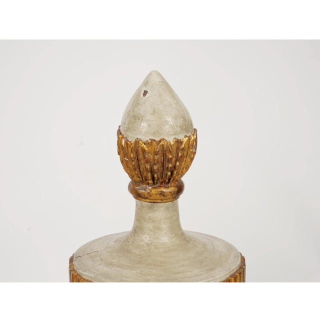 Neoclassical Pair Neoclassical Carved Wood Urns For Sale - Image 3 of 9