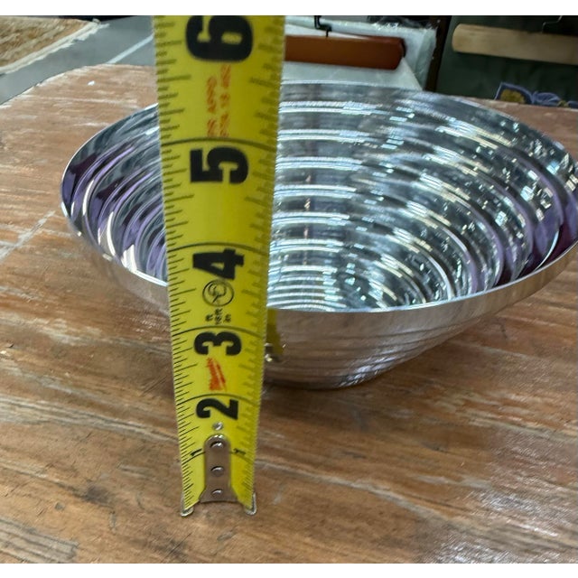 Metal Alessi Maya Bowl Italia 18 10 Sloufalonieri Circa 1977 Stainless 8in For Sale - Image 7 of 7