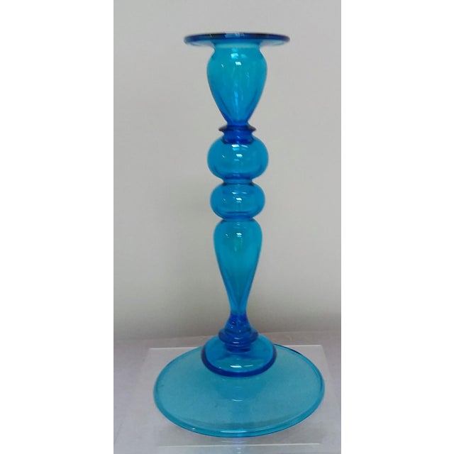 Blue Steuben Blown Glass Candle Holder Chairish