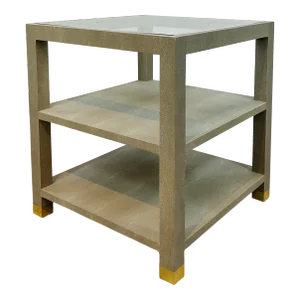 Made Goods Modern Gray Faux Shagreen Lafeu Side Table