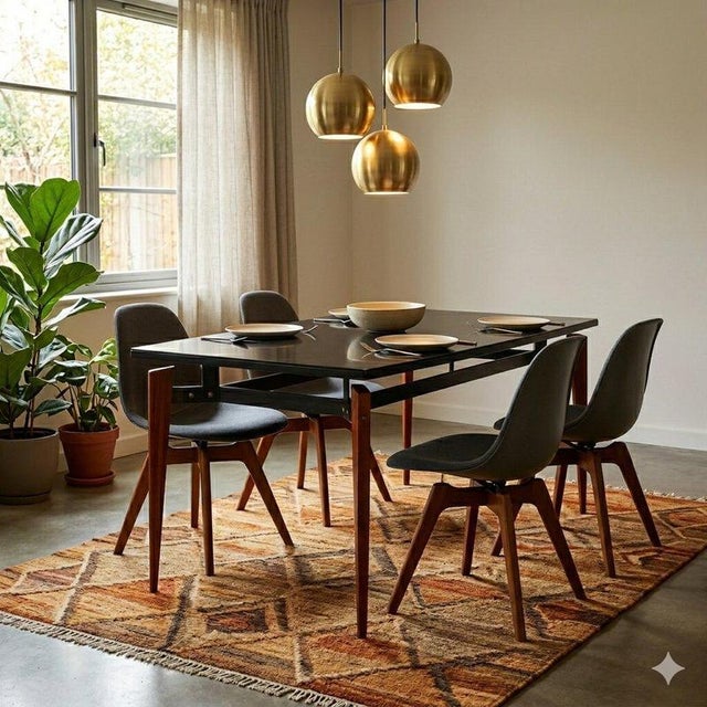 Elegant table with mahogany legs, a black enameled metal frame, and a wooden top with back-treated glass. Fully restored....