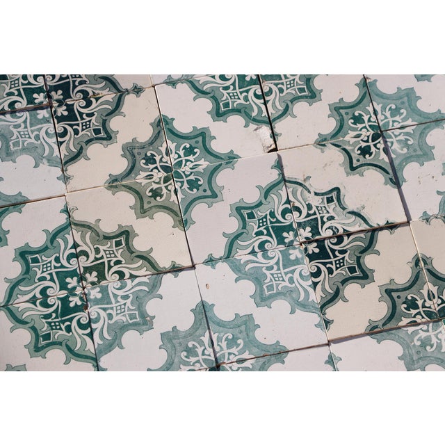 Antique 1920s Set of 78 Antique Large Art Deco Geometric Floral Tiles Portuguese For Sale - Image 6 of 18