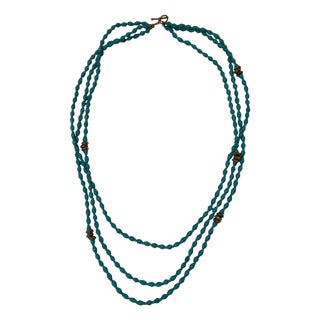 Handmade Three Strand Tiered Beaded Necklace For Sale