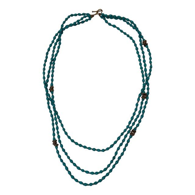 Handmade Three Strand Tiered Beaded Necklace For Sale