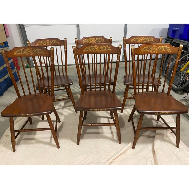 1980s Hitchcock Dining Room Set of 7 Chairish