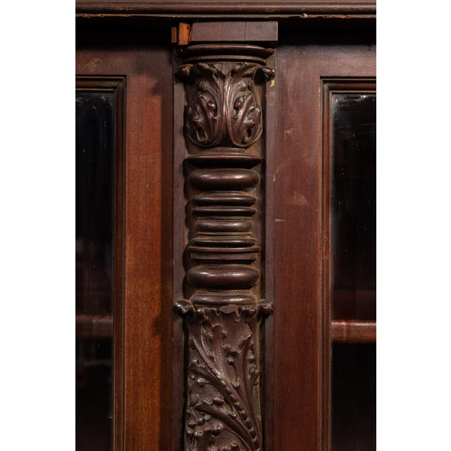 Early 20th Century Monumental Renaissance Revival Carved Wood Library Display Cabinet For Sale - Image 11 of 14
